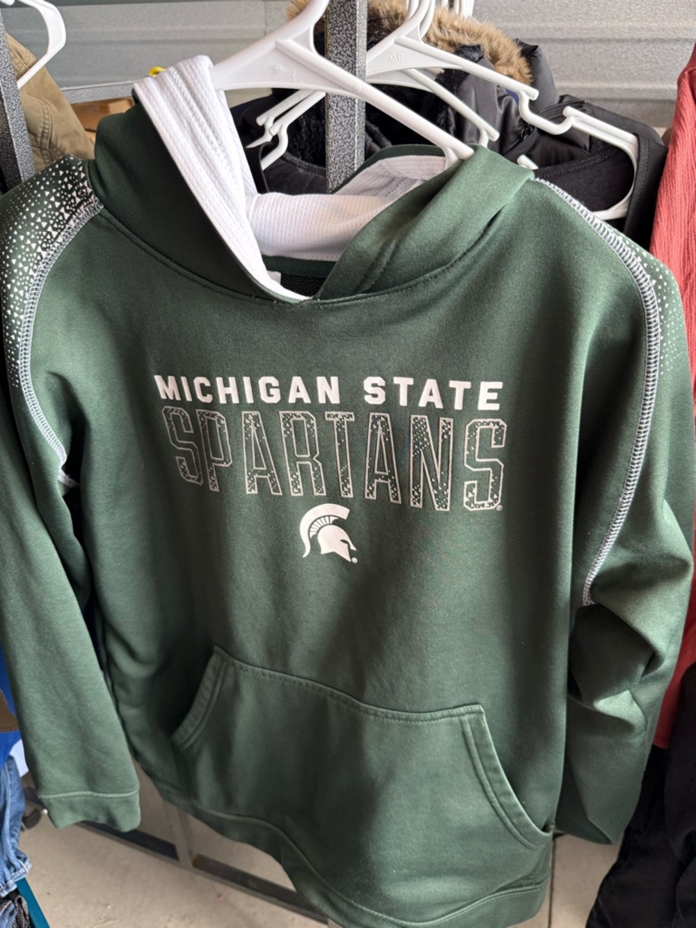 Pro Edge Green and White Hoodie with Brand Tag